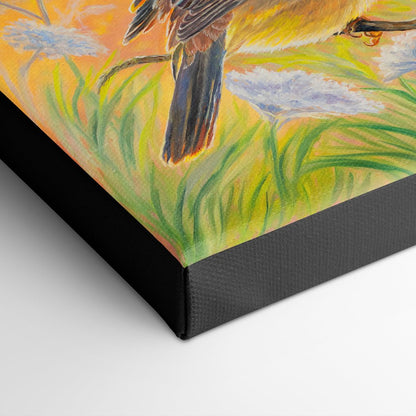 Golden Crown Sparrow Songbird Art Print – "Laced in Gold"