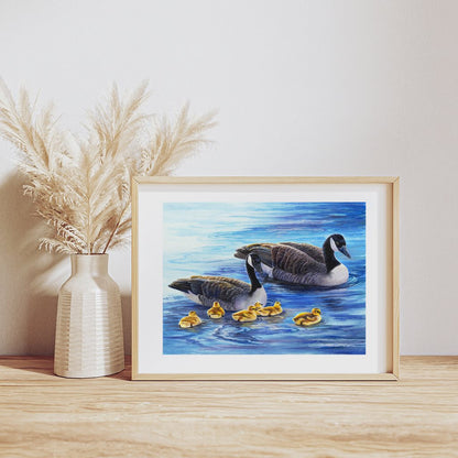 "Little Wakes" - Canadian Geese and Goslings Art Print