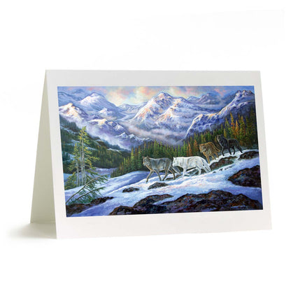 "Living Free" - Wolf Pack in Snow Art Greeting Card