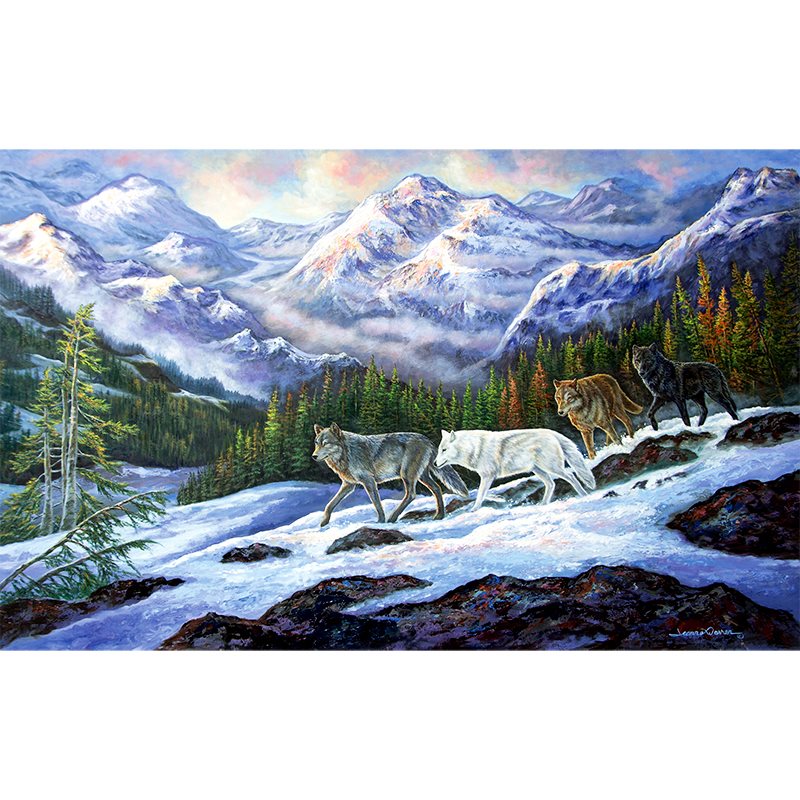 "Living Free" - Wolf Pack in Snow Art Print