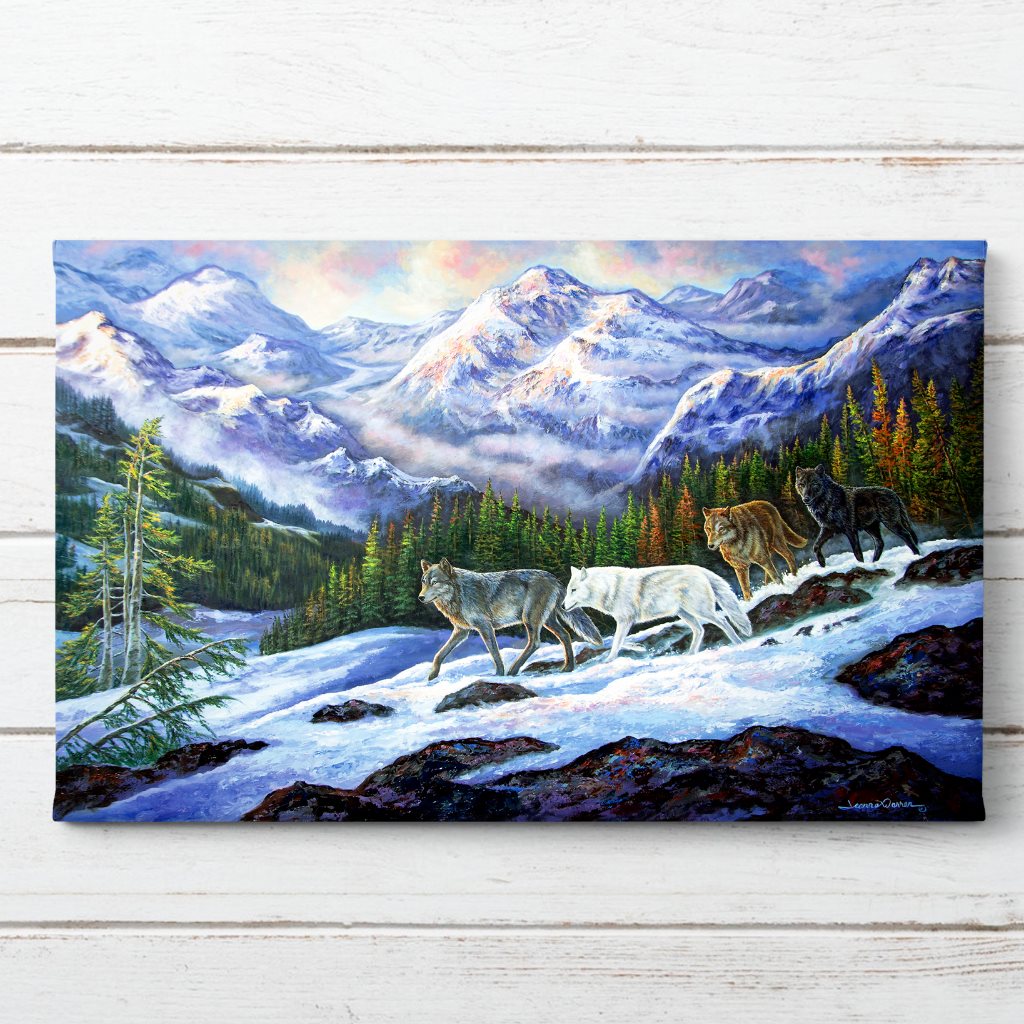 "Living Free" - Wolf Pack in Snow Art Print