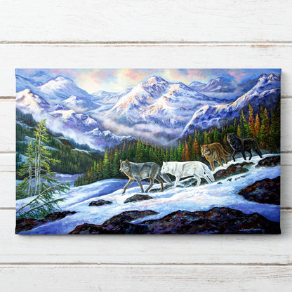"Living Free" - Wolf Pack in Snow Art Print