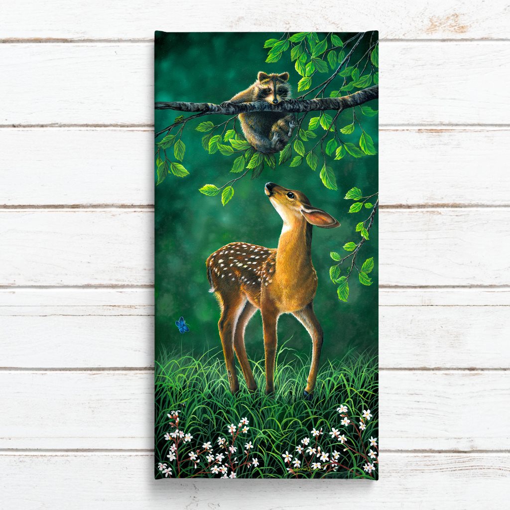 Creative Gallery Prince Of The Forest - Deer Rose 16 X 20 Canvas Wall Art  Print