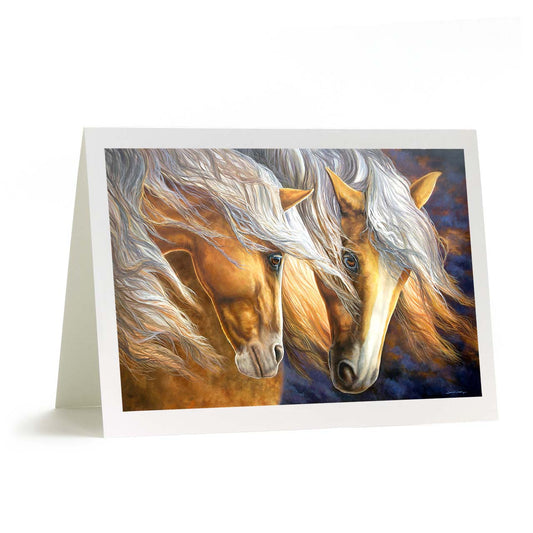 Palomino Horses Art Greeting Card - "Loves Promise"