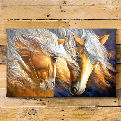 Palomino Horses Mare and Stallion Art Print - "Loves Promise"