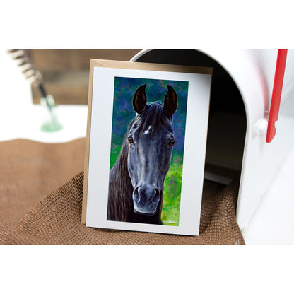 "Maverick" - Black Arabian Stallion Art Greeting Card