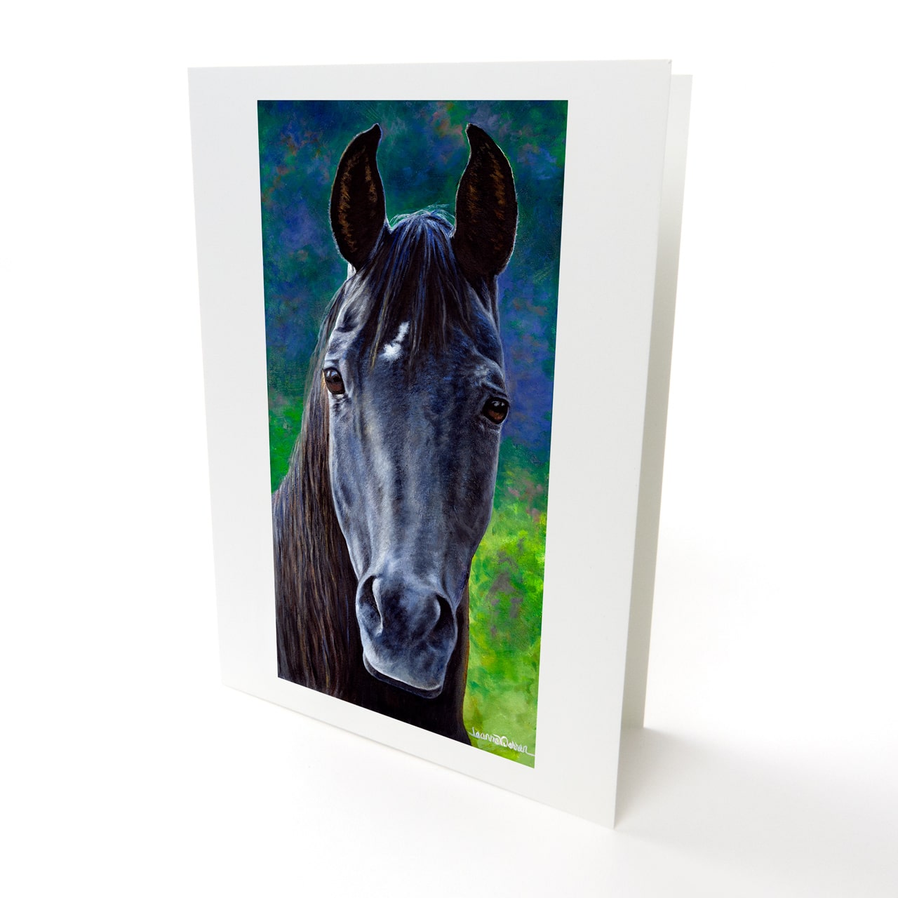 "Maverick" - Black Arabian Stallion Art Greeting Card