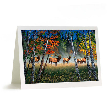 Roosevelt Bull Elk and Herd in Autumn Art Card - "Meadow Elk"