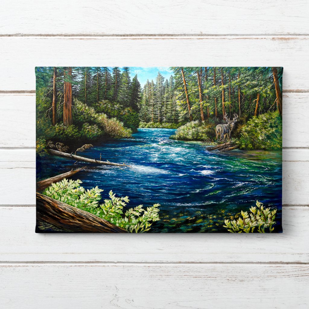 Oregon Elk and "Metolius River" Art Print