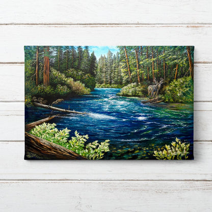Oregon Elk and "Metolius River" Art Print