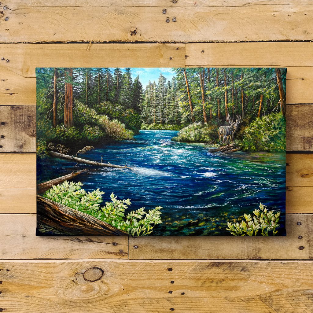 Oregon Elk and "Metolius River" Art Print