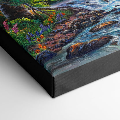 New Life - Deer & Fawn in Sunrise Forest Landscape Art Print