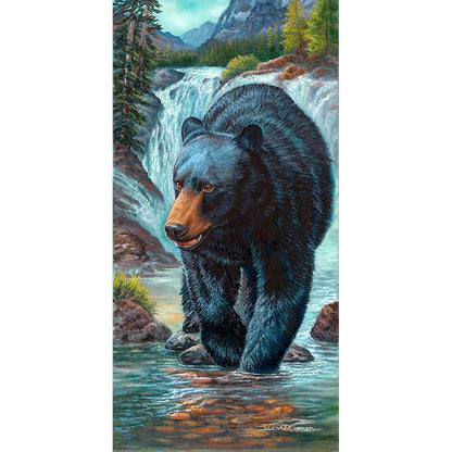 "On the Prowl" - Black Bear and Water Falls Art Print