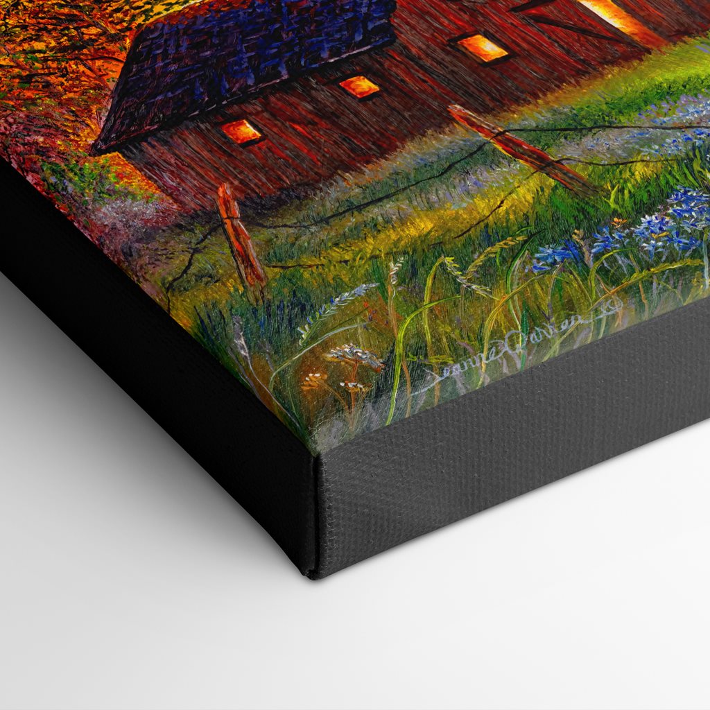 Old Barn and Deer Canvas Print corner shot