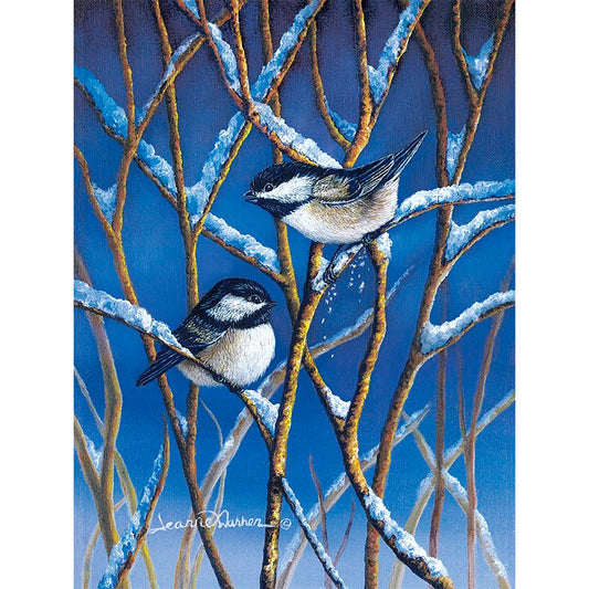 "Snow Birds" - Chickadees and Snow Art Print