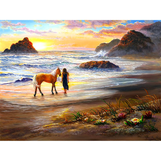 Beach Horse and Sunset Art Print - "Sunset Stride"