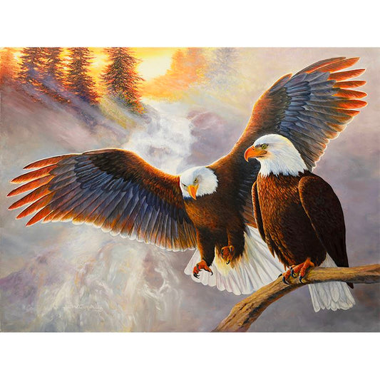 Soaring American Bald Eagles 18x24" Oil Painting - "Swift Wind"