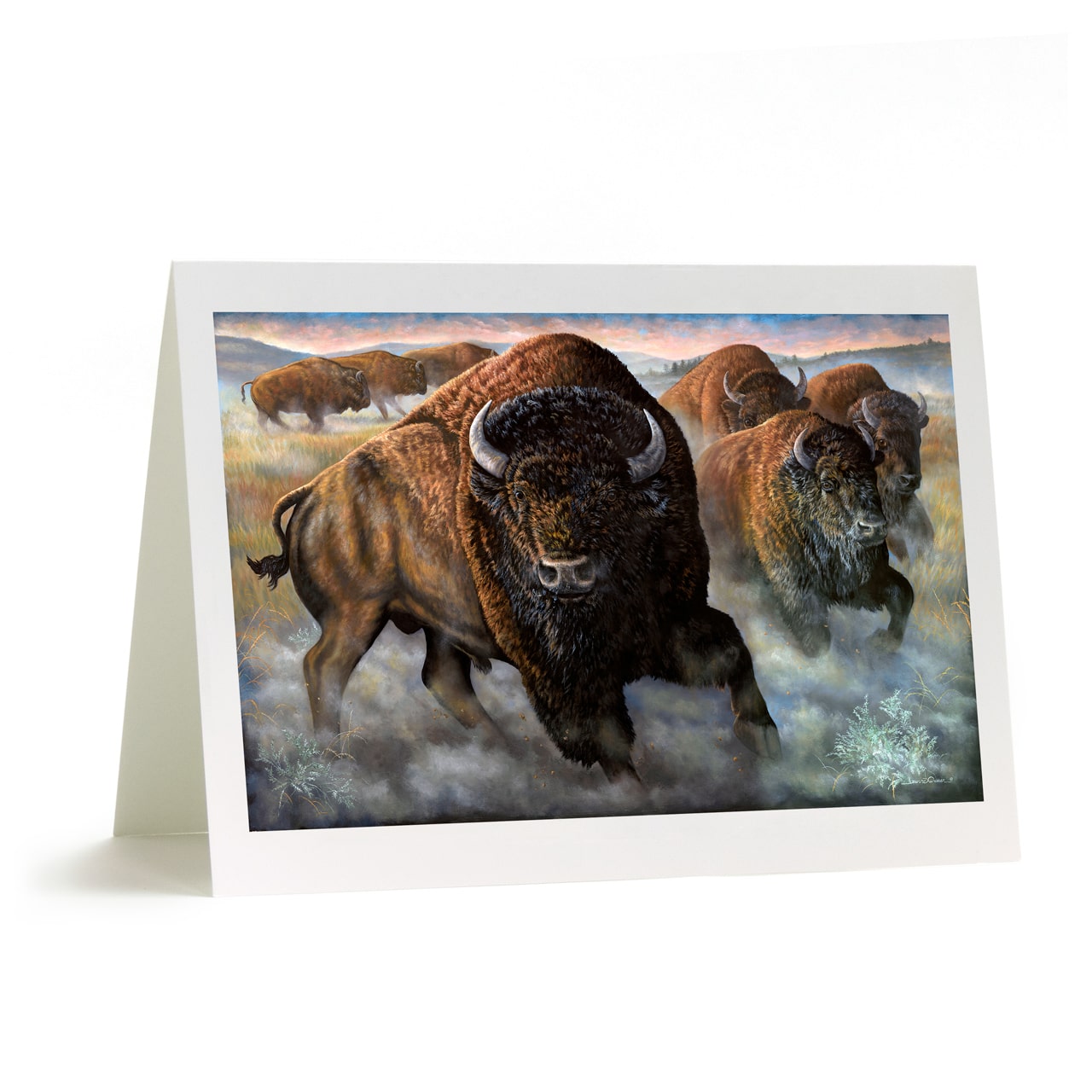 "Thunder" - Running Buffalo Herd in Plains Art Greeting Card