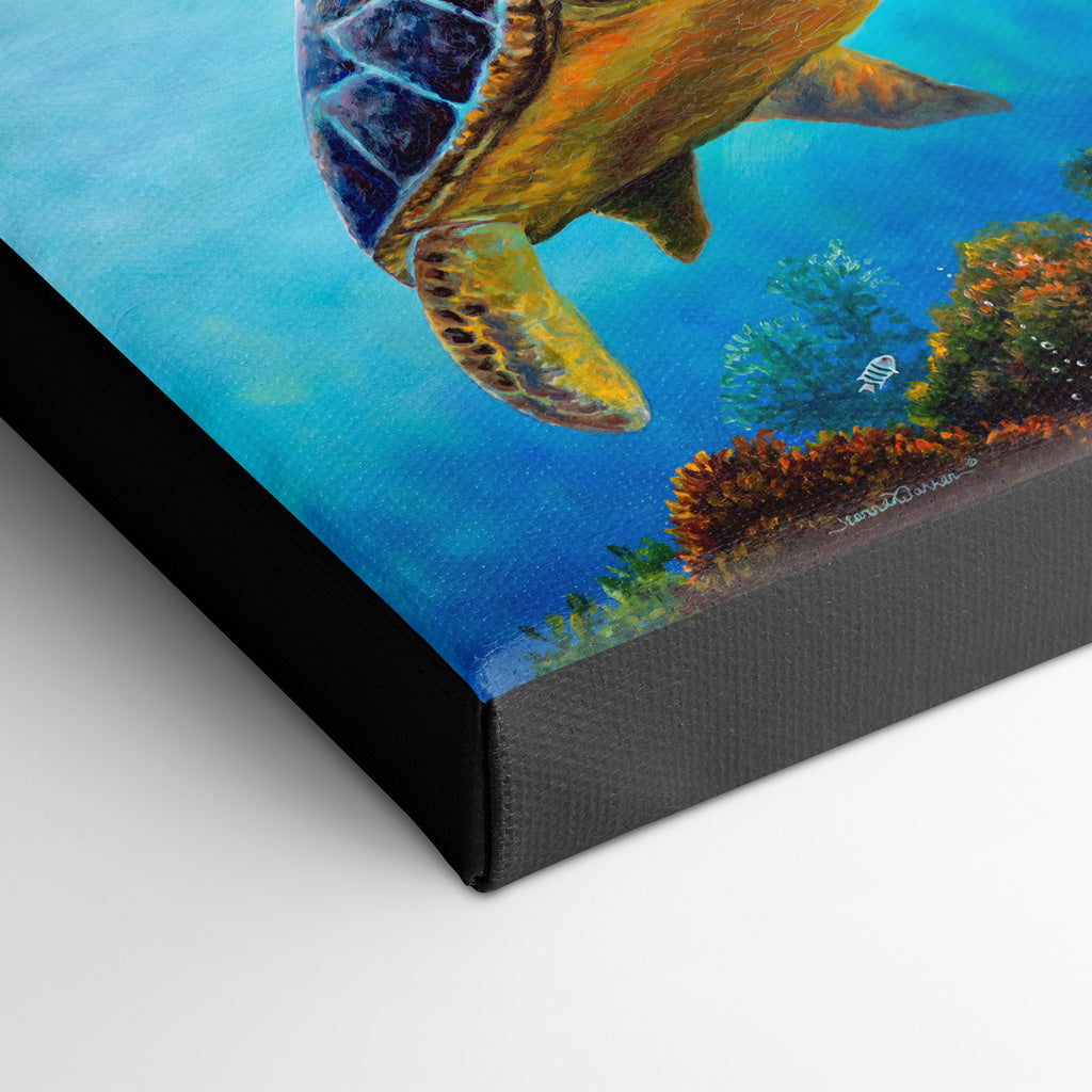 Totally Turtle closeup of corner of canvas print