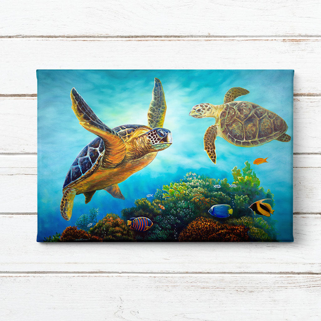 Totally Turtle art print on shiplap wall